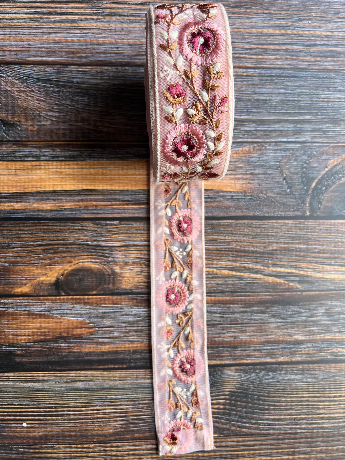 Soft Boho Blooms embroidered Indian trim