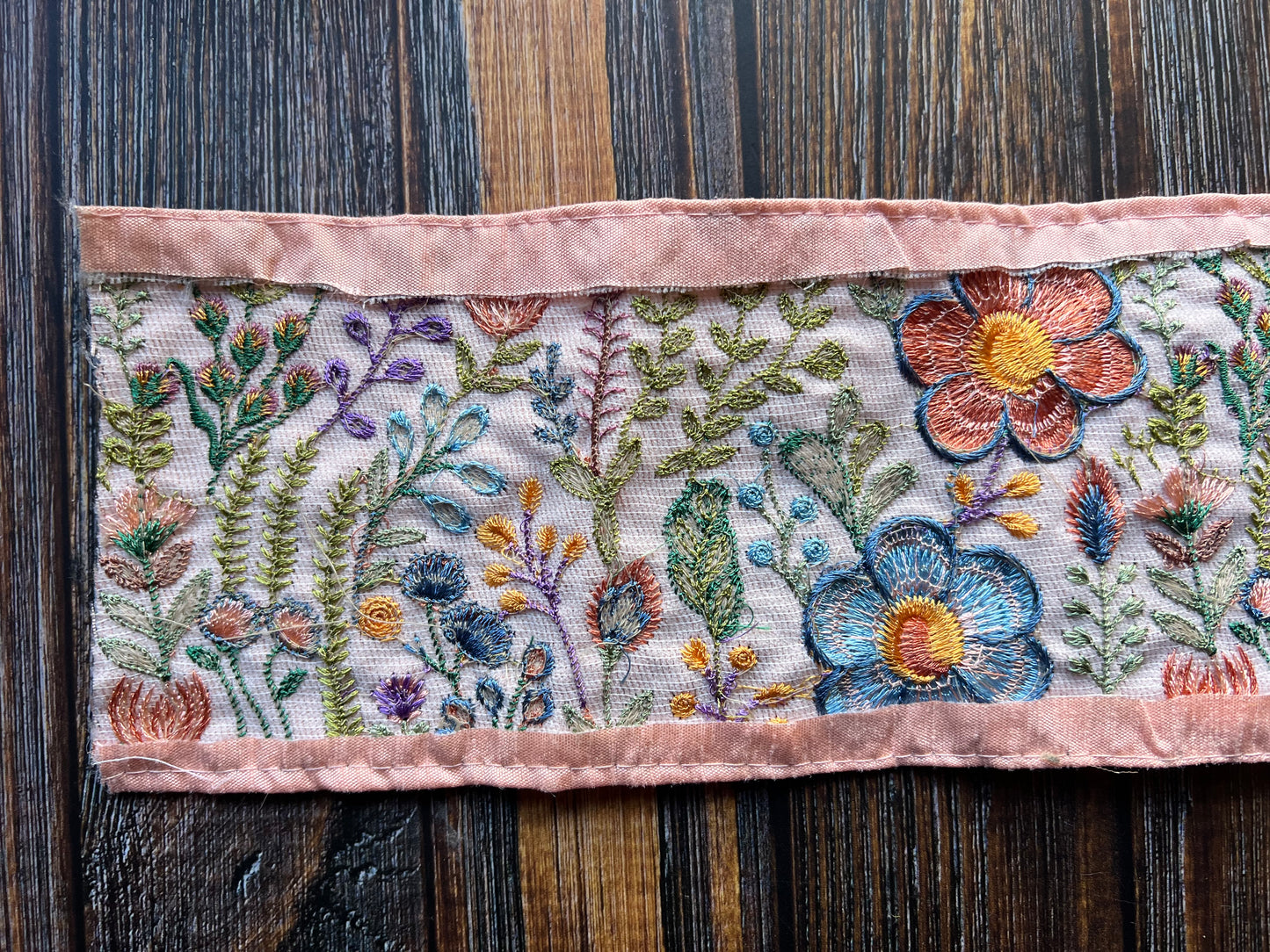 Pink Forest Indian Embroidered trim