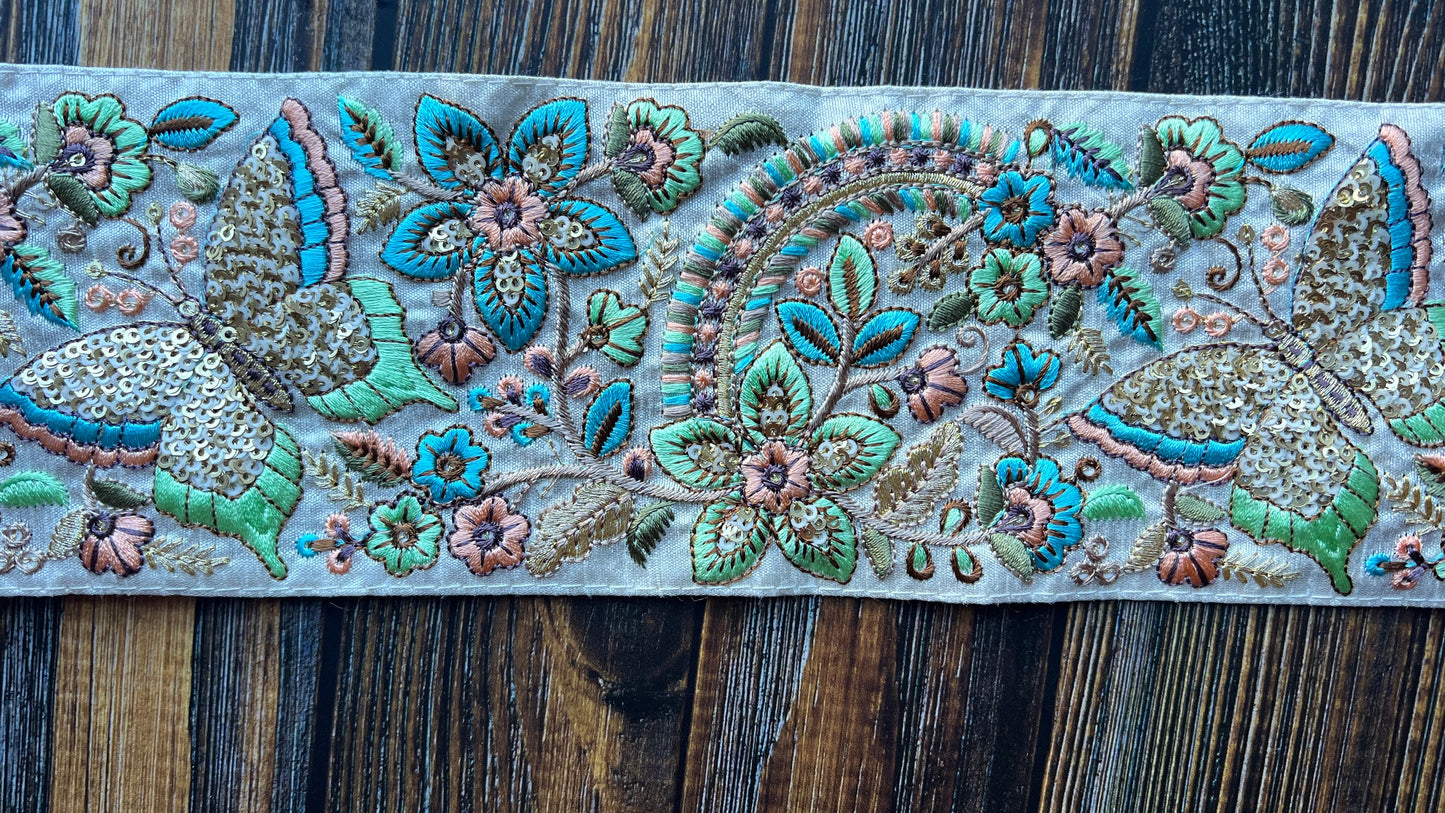 Butterfly Blooms Embroidered Trim