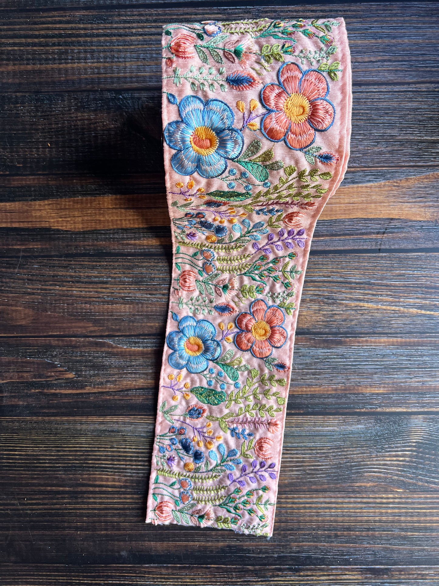 Pink Forest Indian Embroidered trim