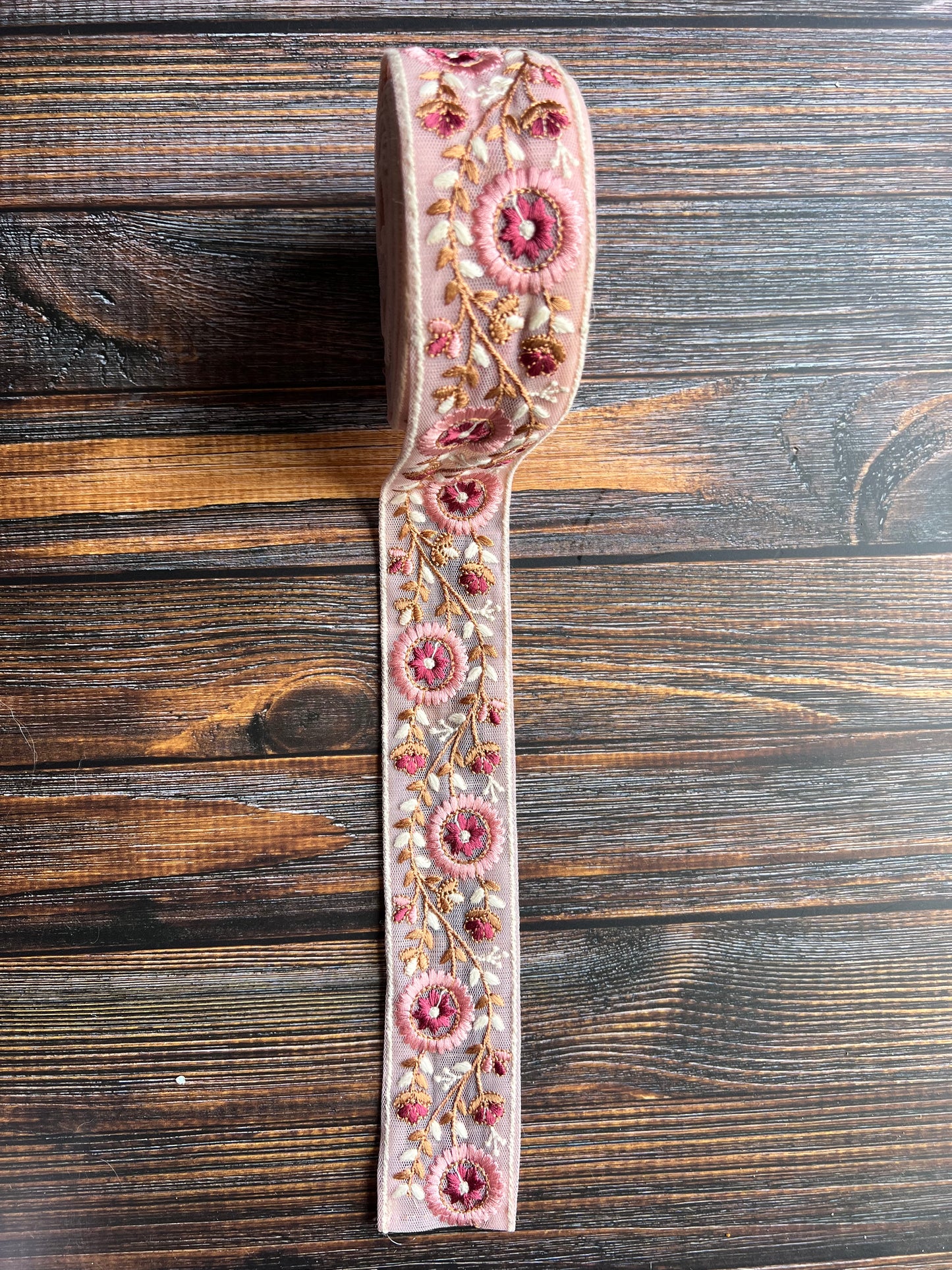 Soft Boho Blooms embroidered Indian trim