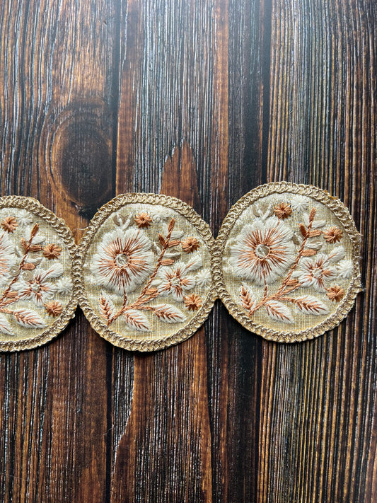 Circle golden floral embroidered Indian trim