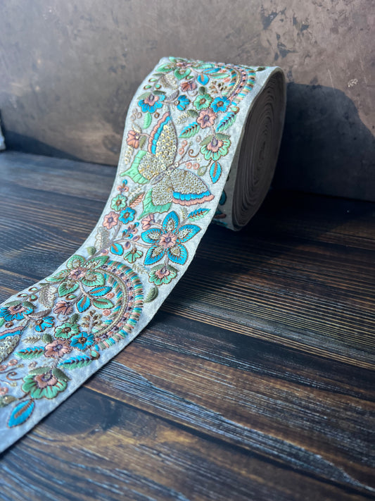Butterfly Blooms Embroidered Trim