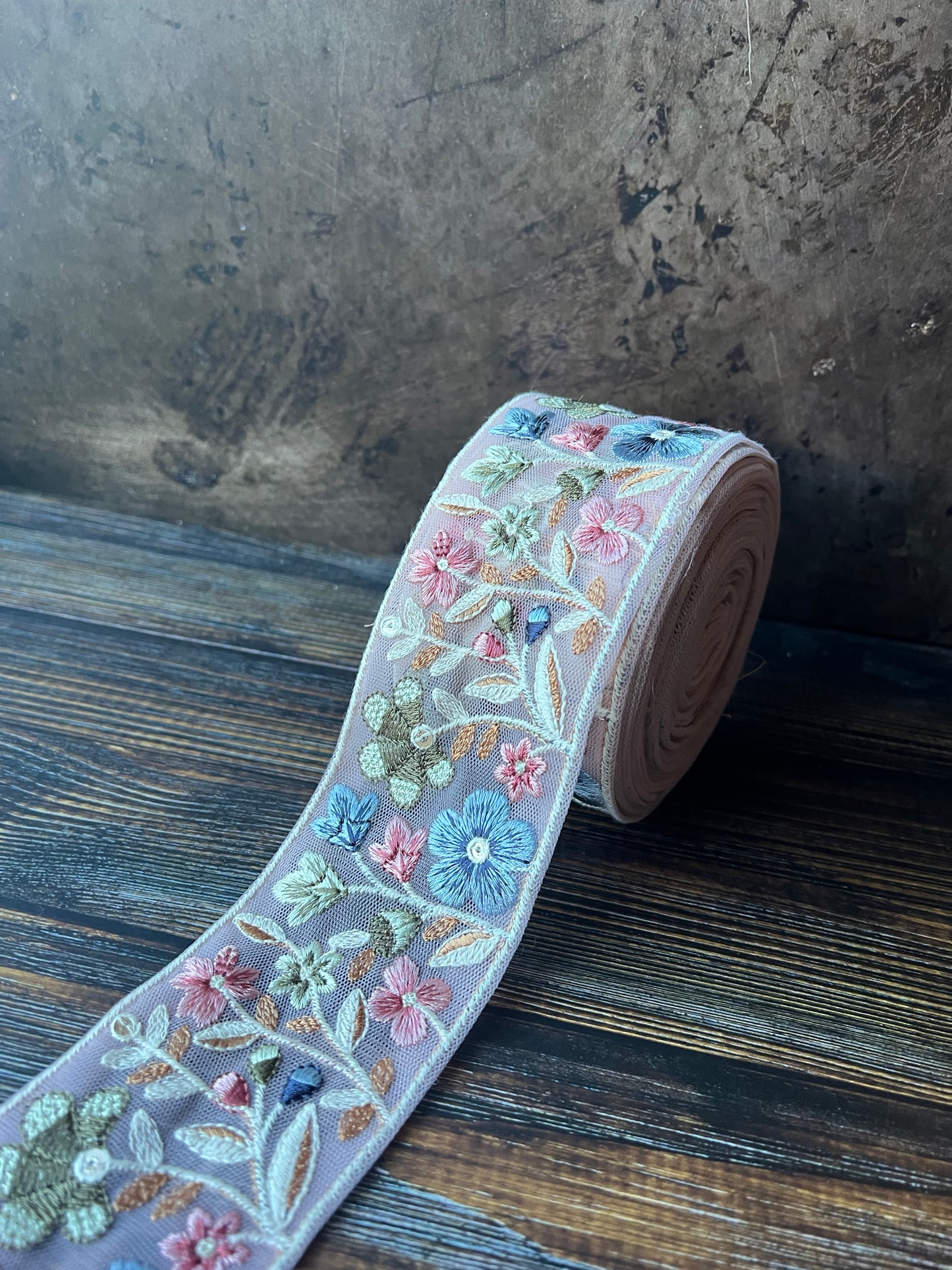 Fairy Floss Flowers Embroidered Trim