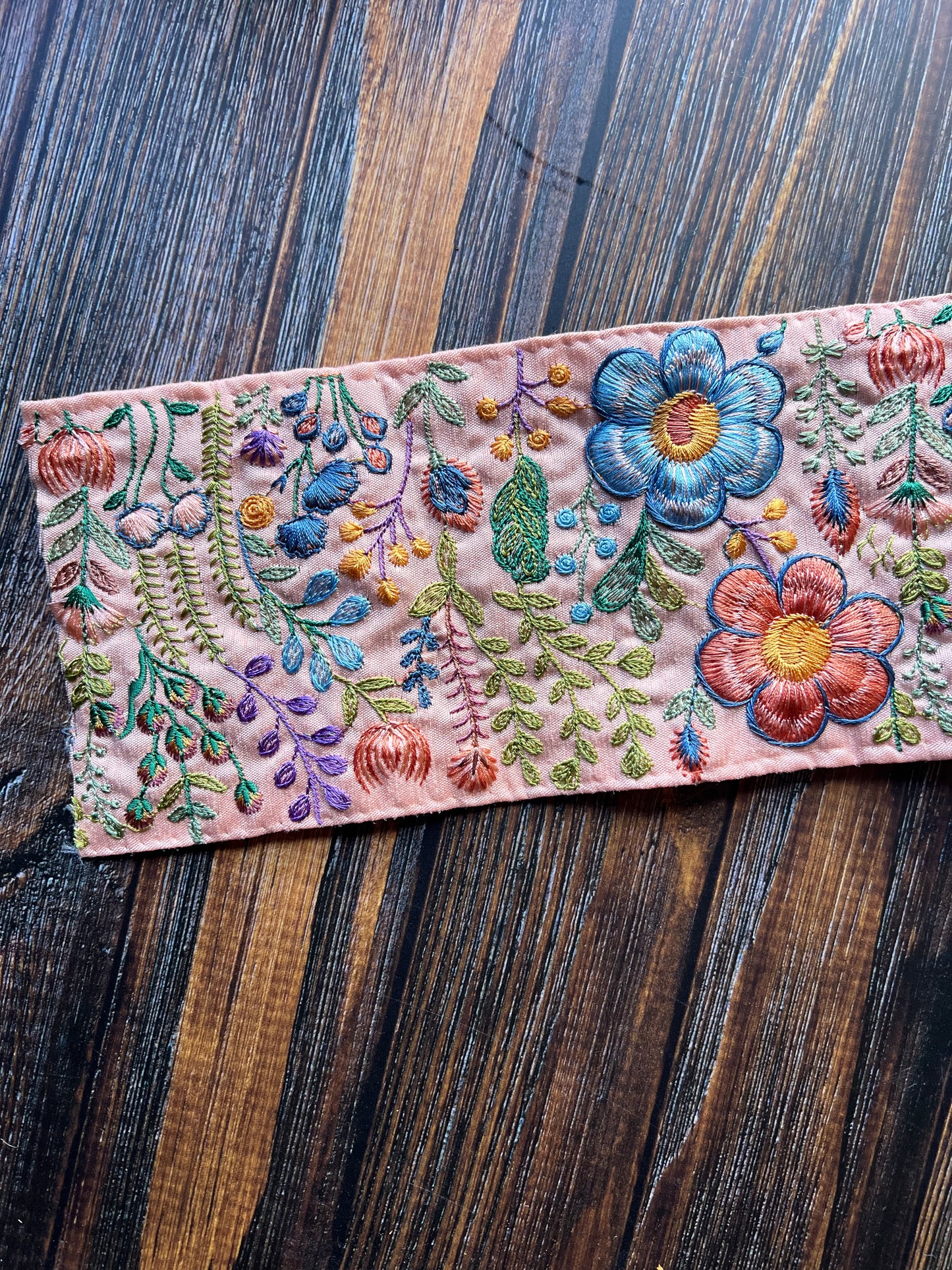 Pink Forest Indian Embroidered trim