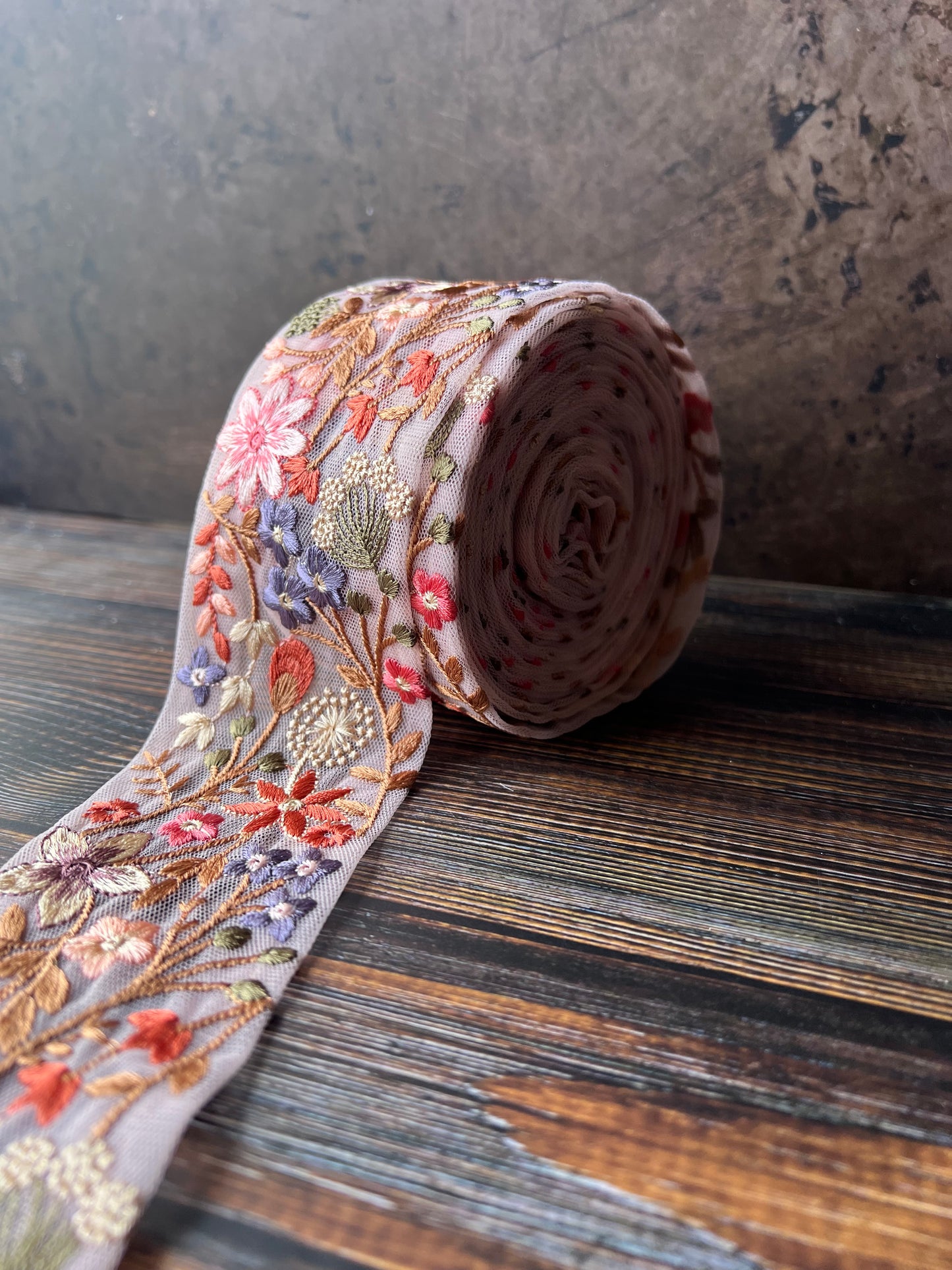 Autumn Foraging embroidered Indian trim