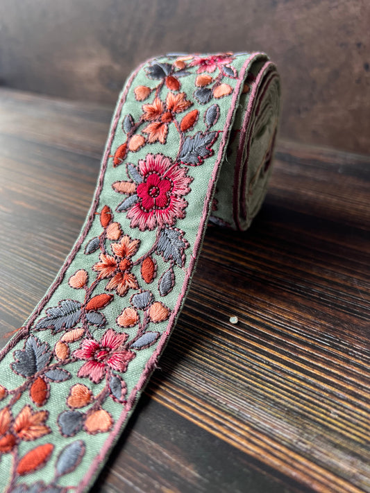 Turquoise Beauty embroidered Indian trim