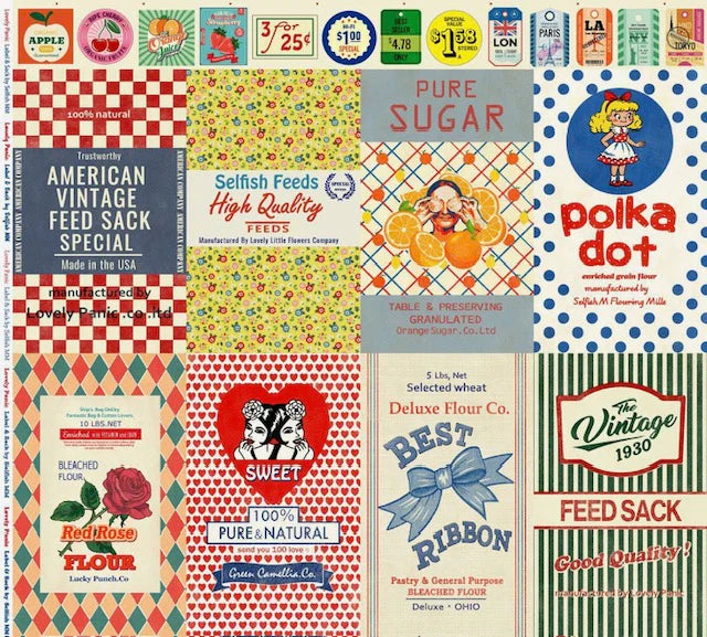 Lovely Panic Label & Sack Fabric Panel