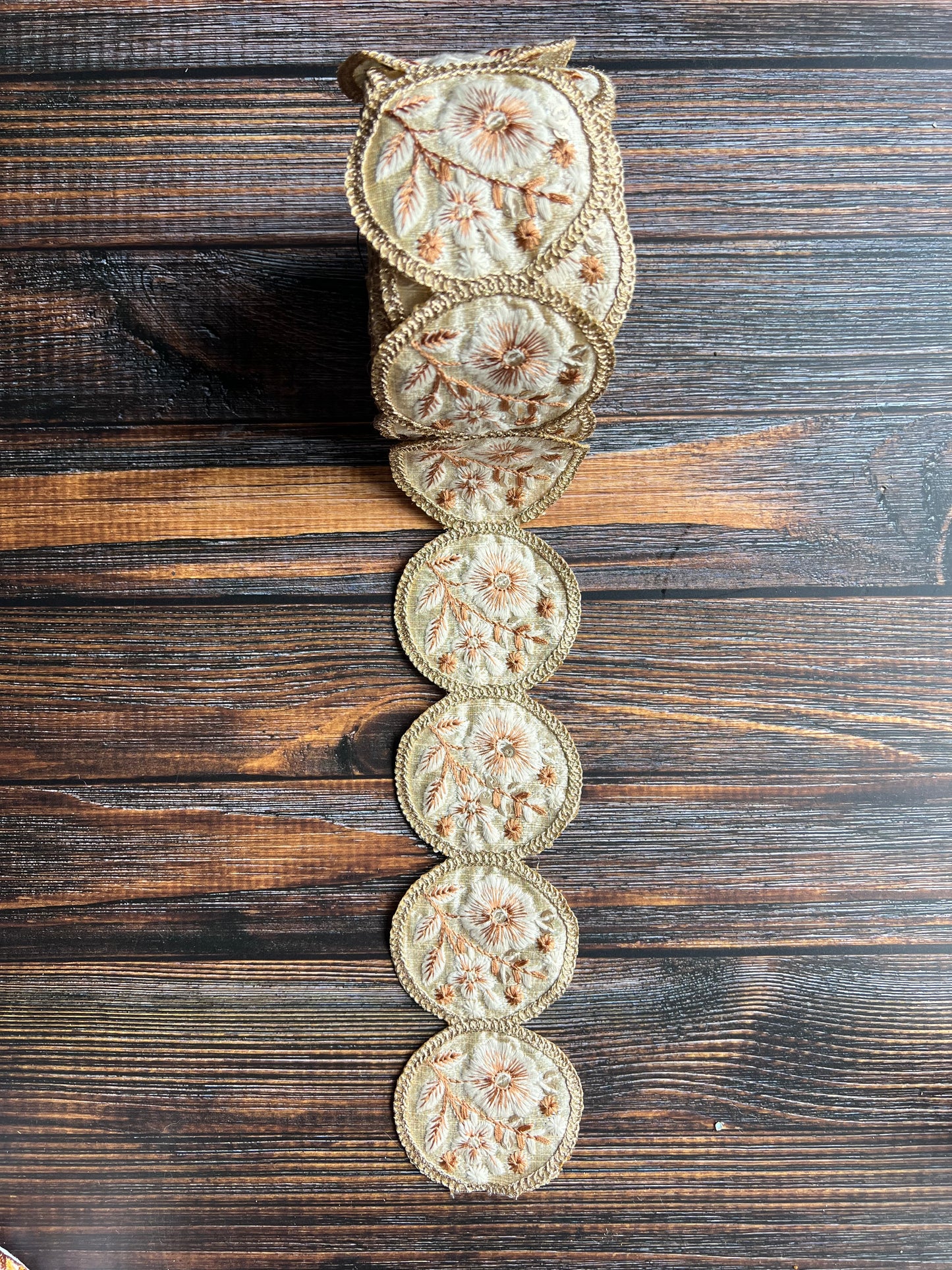 Circle golden floral embroidered Indian trim