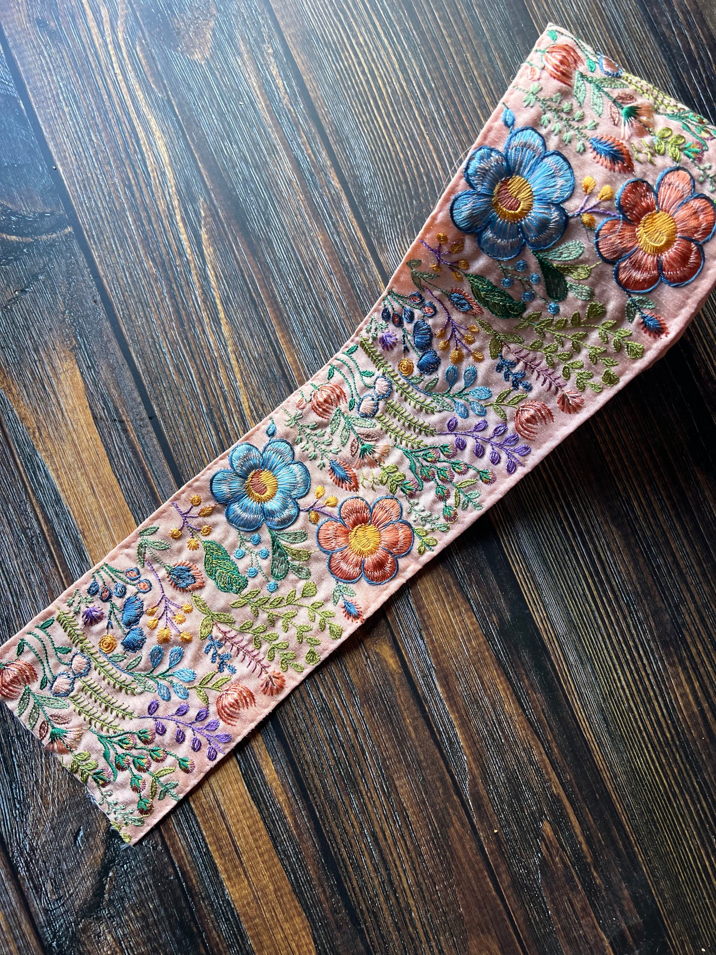 Pink Forest Indian Embroidered trim