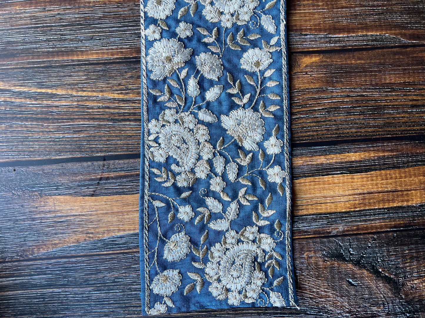 Dreamy Blue Floral Embroidered Indian Trim