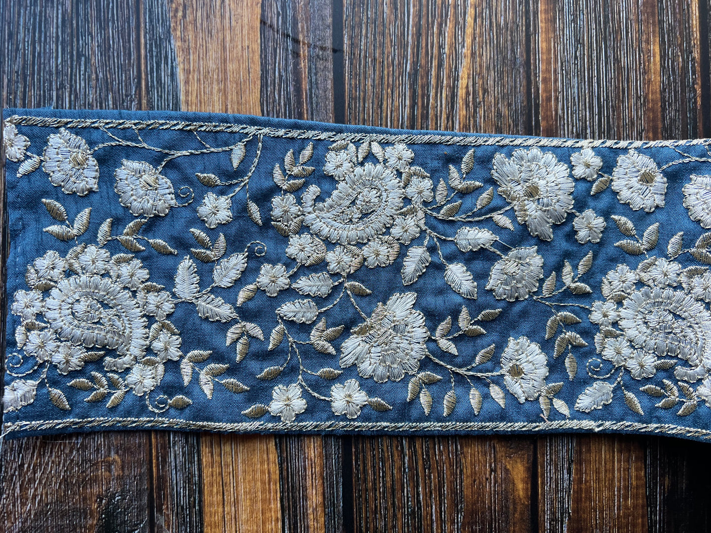 Dreamy Blue Floral Embroidered Indian Trim