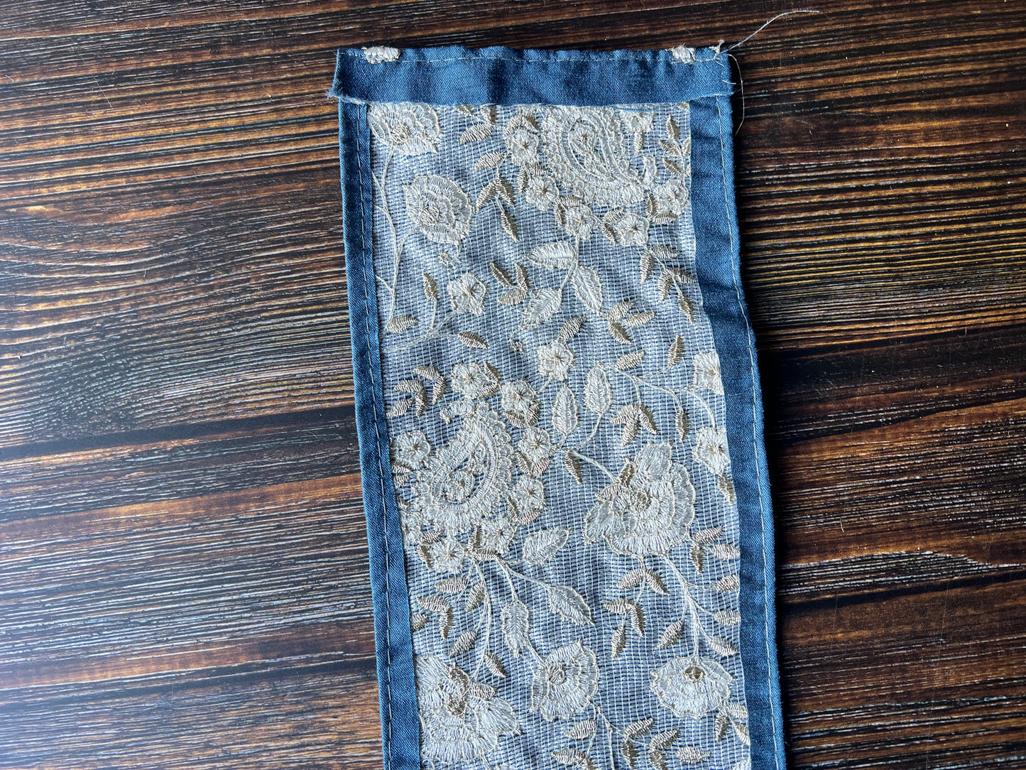 Dreamy Blue Floral Embroidered Indian Trim