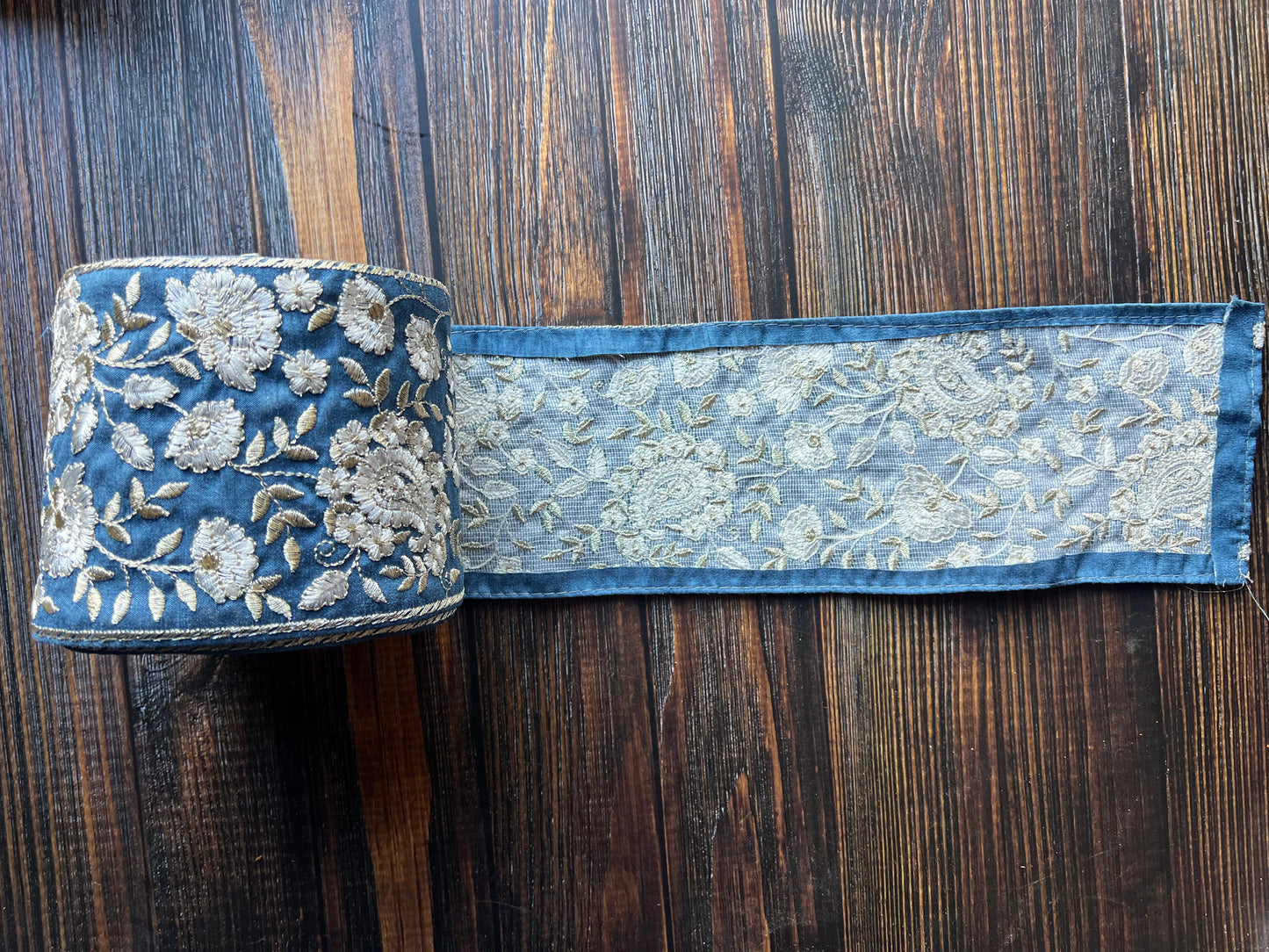 Dreamy Blue Floral Embroidered Indian Trim
