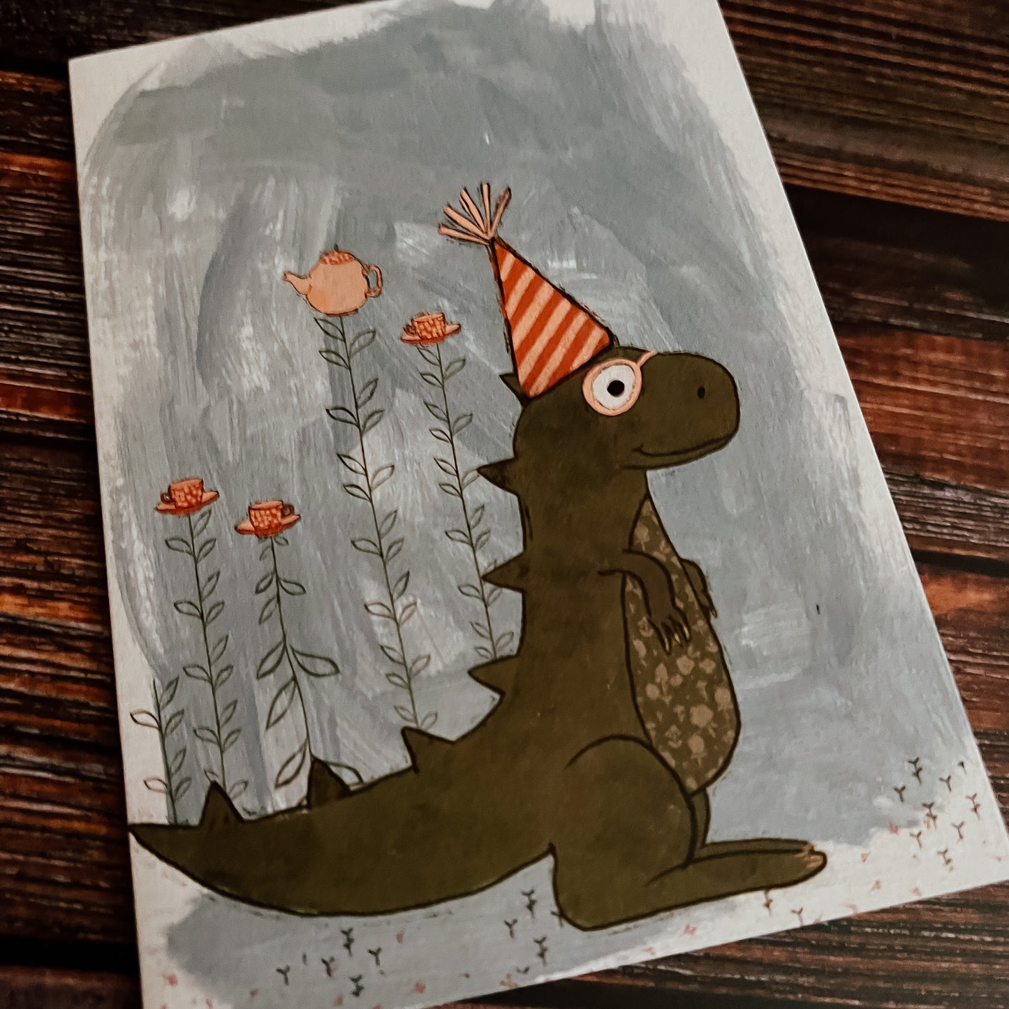 Tea-Rex Greeting Card