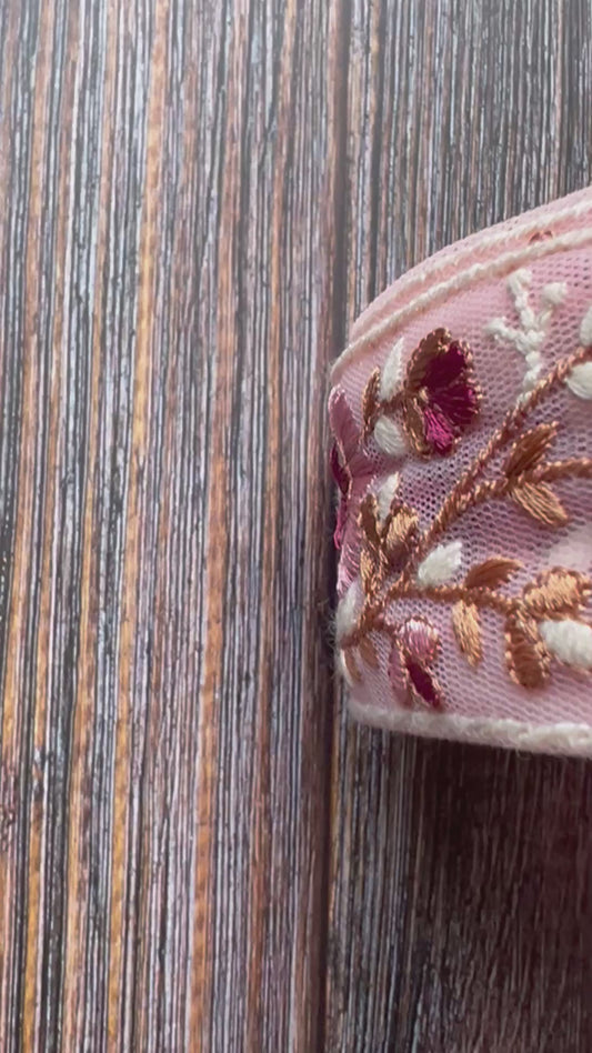 Soft Boho Blooms embroidered Indian trim